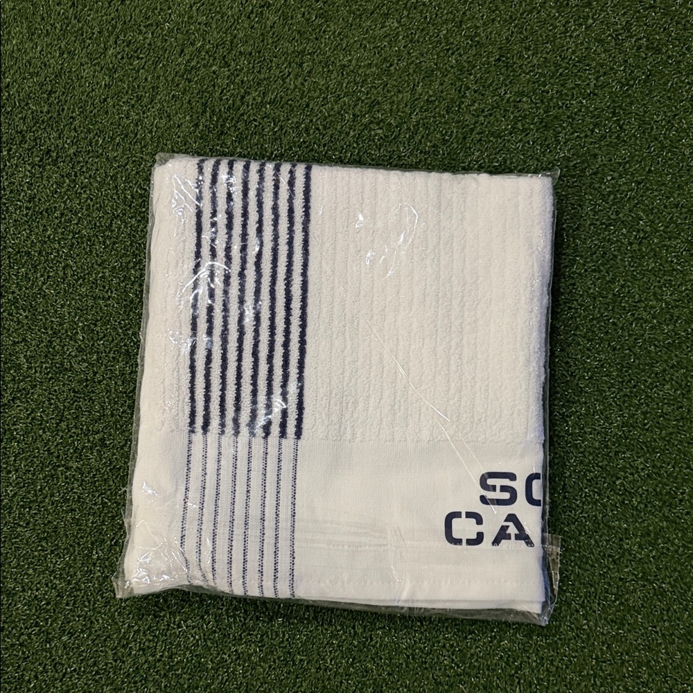 Scotty Cameron White Towel with Navy Stripes